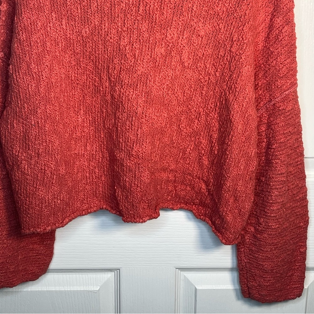 Free People Sz XS The Big Easy Cropped Cowl Neck Sweater In Coral Textured - Picture 10 of 16